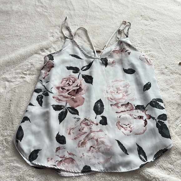 Dynamite White And Pink Floral Cami Top With Adjustable Straps XS - Picture 6 of 8